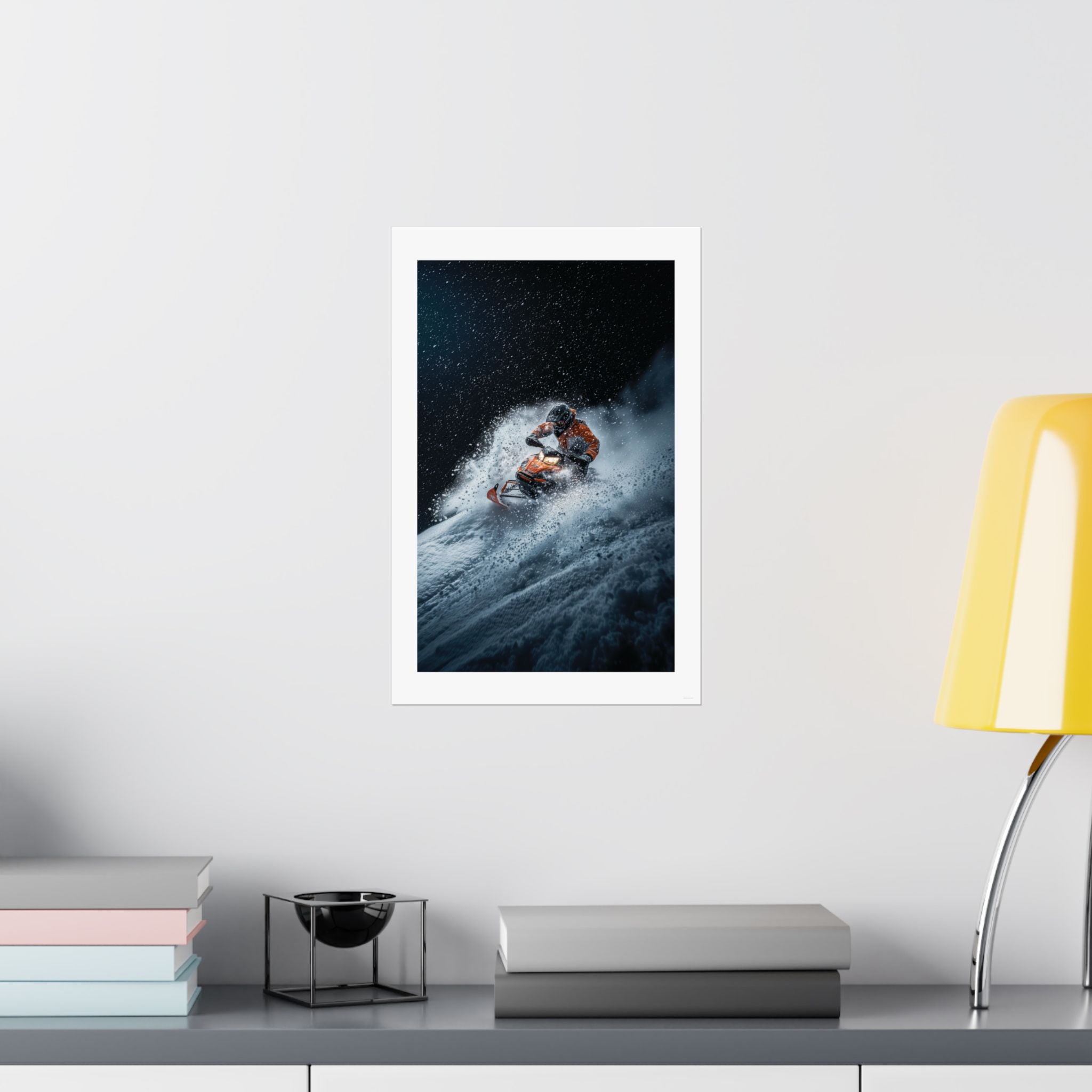 Downhill Cold Rush -  Snowmobile - Gallery Print Poster - DC0190